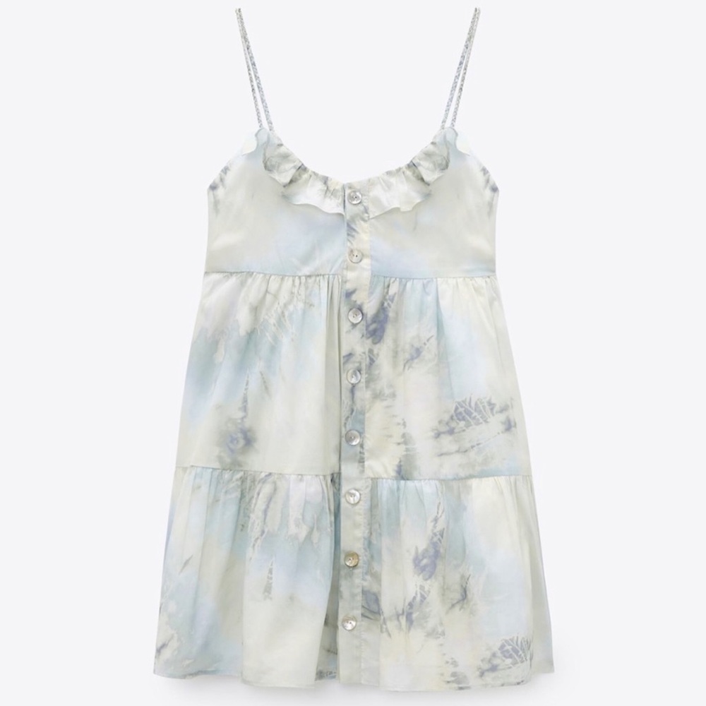 ZARA - Strappy Cotton Tie Dye Dress  (small)